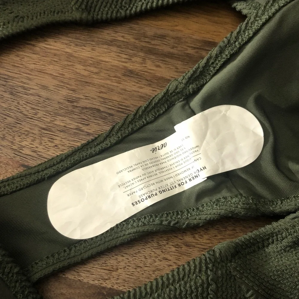 Olive Ribbed High-Cut Bikini Bottom - swim 🏊‍♂️